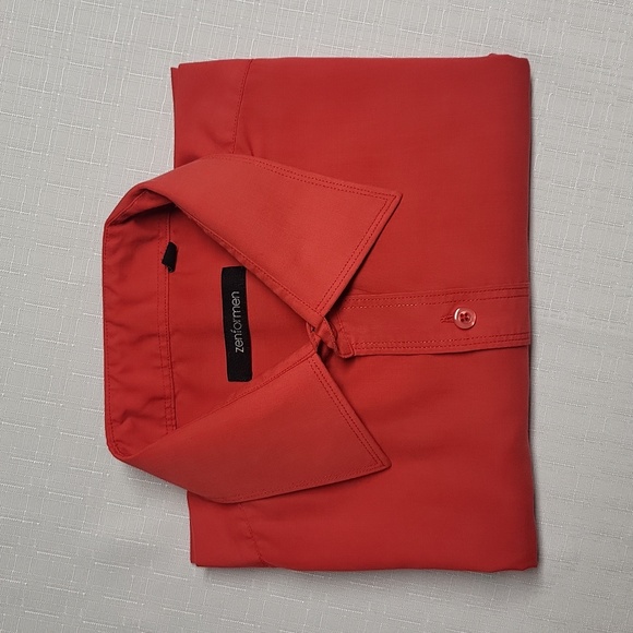 Zenformen professionnal Casual Button Down men Dress Shirt short sleeves red - Picture 15 of 15